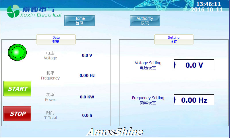 穩(wěn)頻穩(wěn)壓電源數(shù)據(jù)與設(shè)置顯示界面